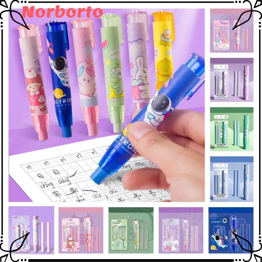 NORBORTO Pencil Wiping Eraser, Phim Hoạt Hình Cao Su Press Eraser, Core Thay Thế Đồ Dùng Học Tập Với