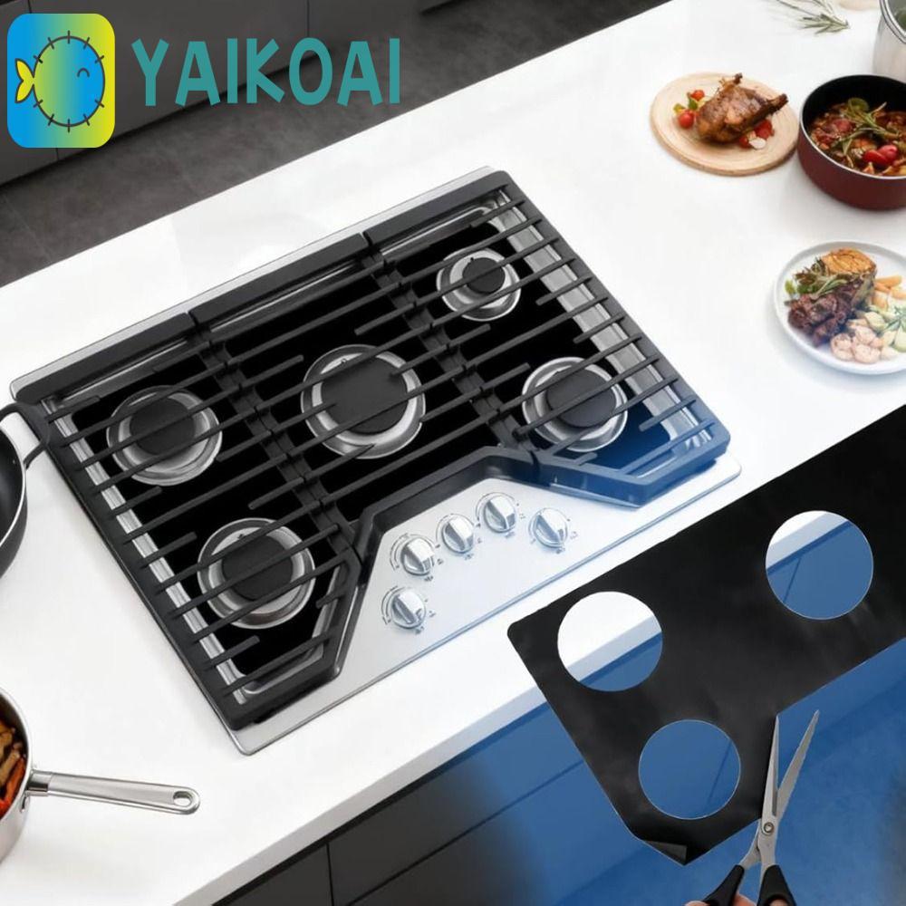 Vỏ bếp gas GLENES, Thảm bảo vệ bếp gas bằng silicon chống dầu mỡ chịu nhiệt, Tấm đệm bếp gas màu đen