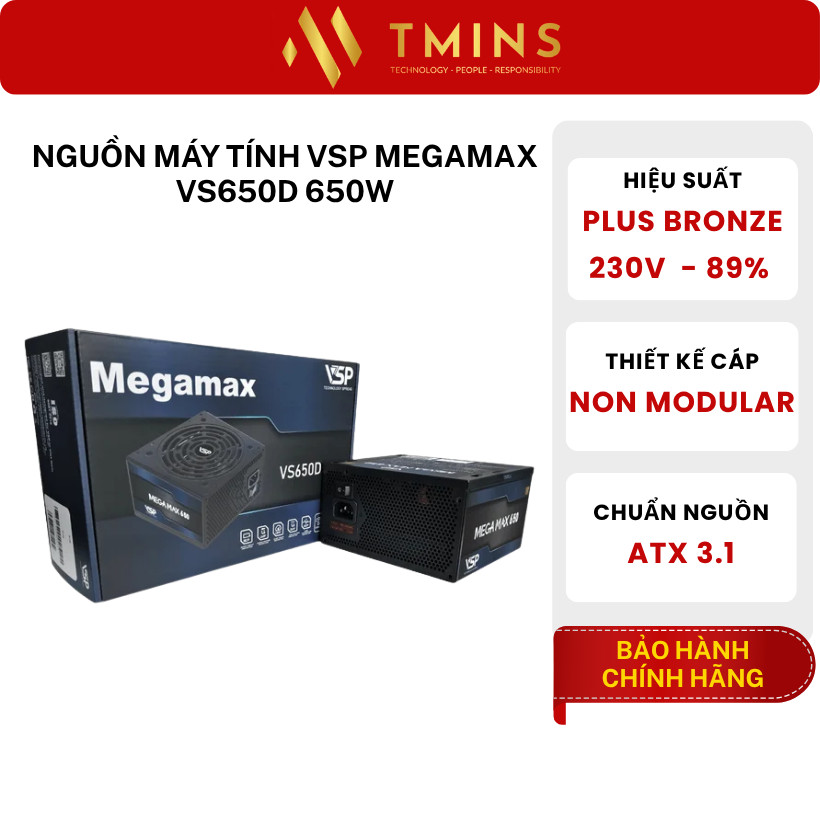 Nguồn máy tính VSP MEGAMAX VS650D (650W/ Non Modular/ ATX) - Hàng chính hãng