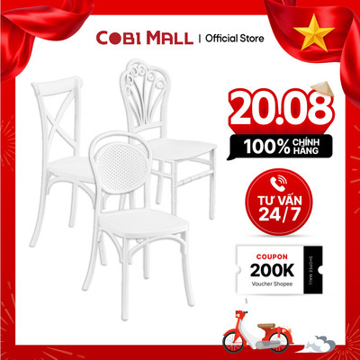 Ghế Ăn Nhựa Đúc Phong Cách Châu Âu Màu Trắng Nhẹ Bền Cho Gia Đình, Nhà Hàng - Cobi Home