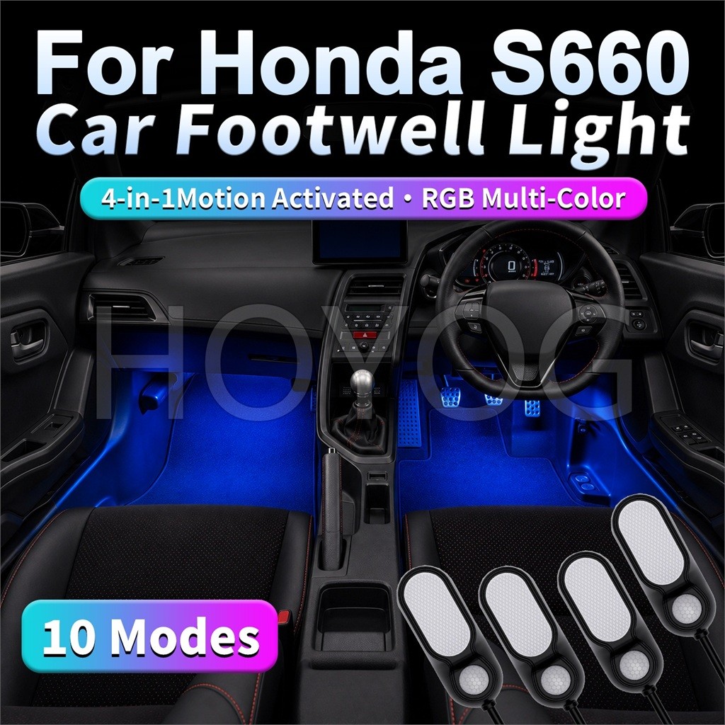 Dành Cho Xe Honda S660 2015-2022 4 Đèn Xung Quanh Nội Thất Ô Tô 5V USB Cảm Biến Chuyển Động 10 Chế Đ