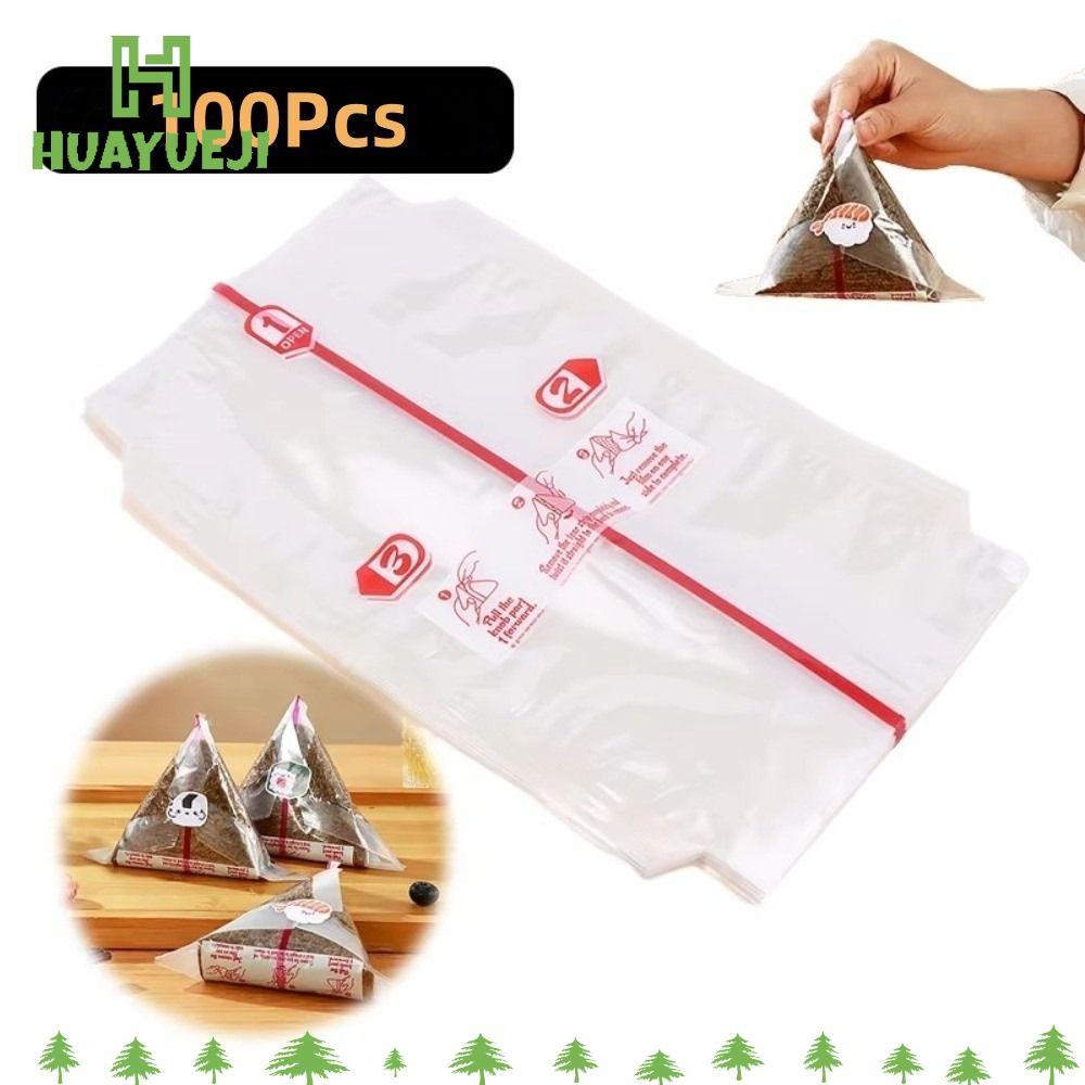 YUEJI 100 Chiếc Túi Sushi Onigiri, PP Dùng Một Lần Nori Rong Biển Onigiri Tam Giác Cơm Bóng Túi Đóng