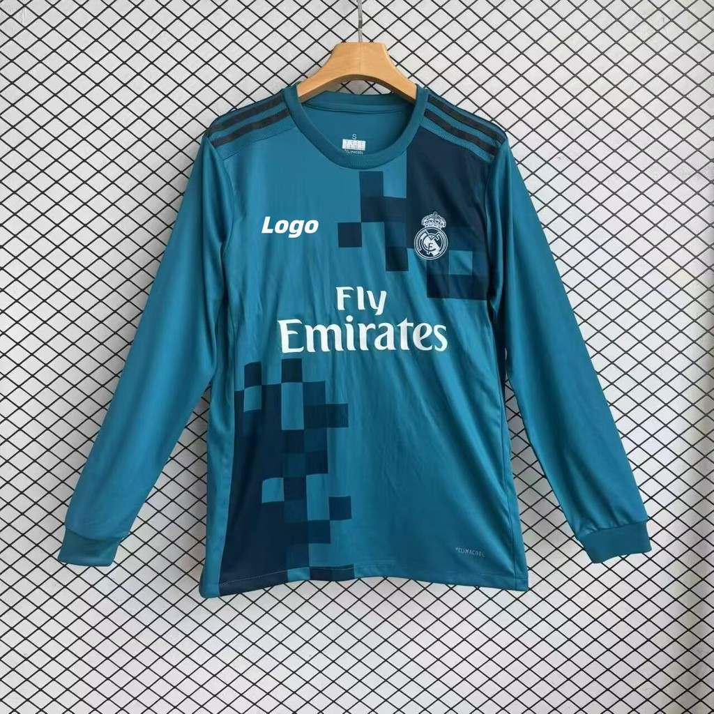 Phiên bản Retro Real Madrid 2017 / 18 Nam Real Madrid Áo thun bóng đá dài tay thứ ba