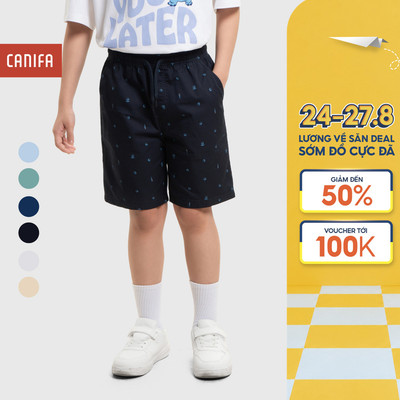 Quần short bé trai CANIFA cạp chun chất liệu thoáng mát in họa tiết 2BS26S003
