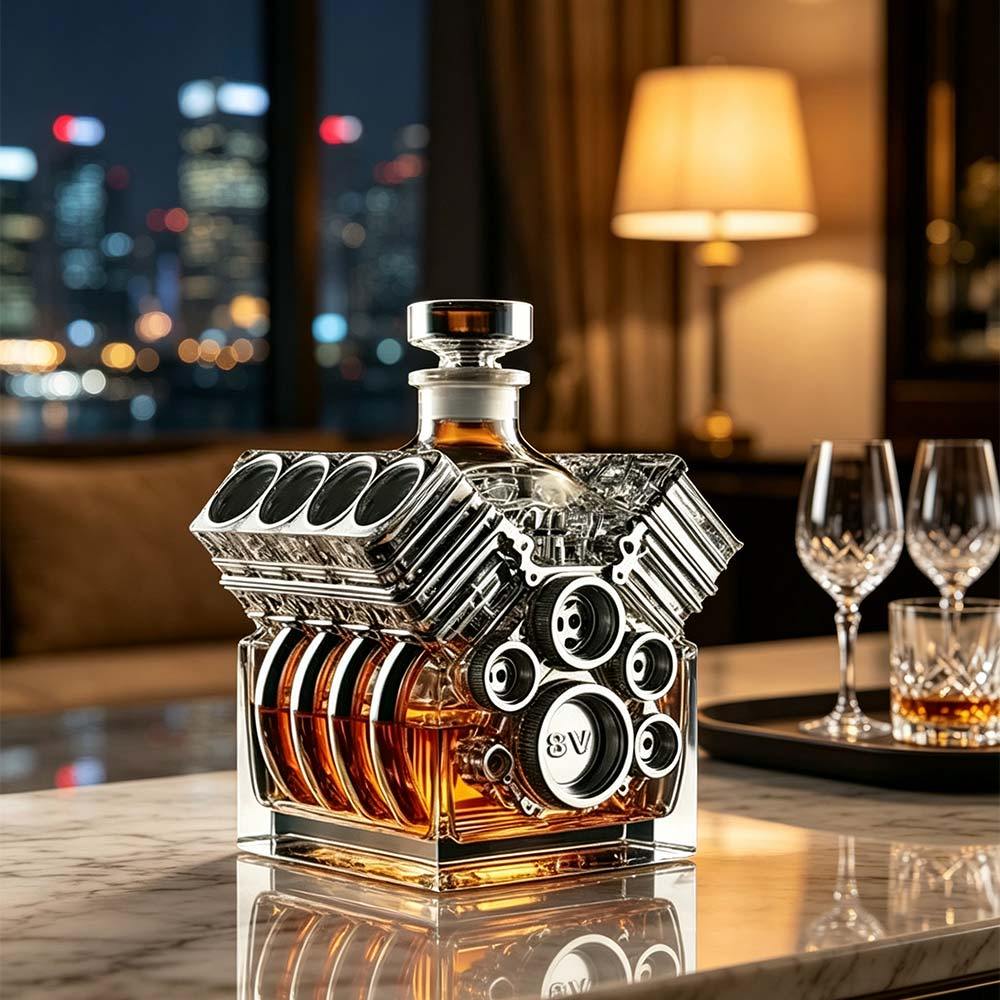 Craft Wine Glass Whiskey Set Crystal Glass V8 Engine Style Wine Bottle