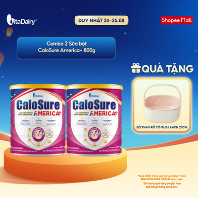 [COMBO 2 LON] Sữa bột CaloSure America+ vị thanh nhẹ - Giúp tiêu hoá khoẻ, hỗ trợ xương khớp - Lon 800g