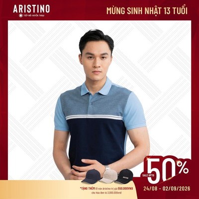 ÁO POLO NAM NGẮN TAY ARISTINO MÀU XANH BIỂN APS137S3