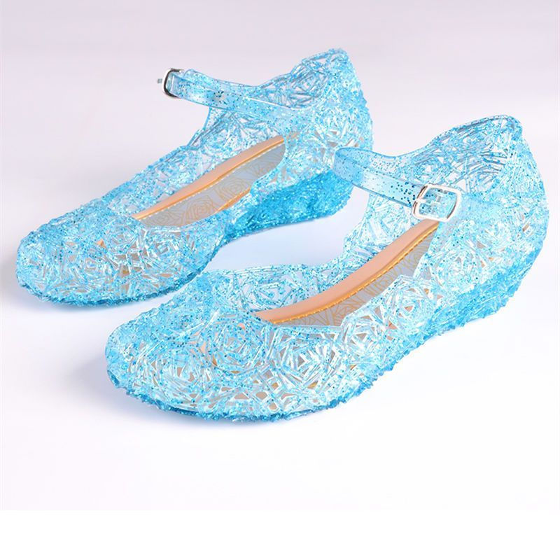 CH~Summer girls' sandals frozen Frozen Blue Crystal Clogs Children's Princess Shoes Free Shipping BB