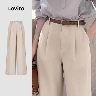 Lovito thanh lịch Quần phong cách có nút khóa kéo mùa xuân/hè màu mơ cho nữ L171ED218