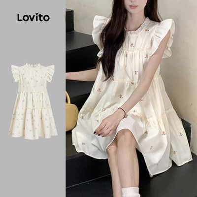 (Phong cách thường ngày) Lovito Váy xếp tầng hoa sọc dành cho nữ L177AD880