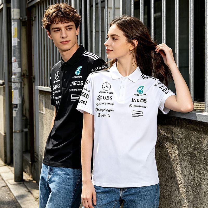 New AMG Team Custom Polo Shirt, Hamilton, Russell, F1 Team Breathable Short Sleeve