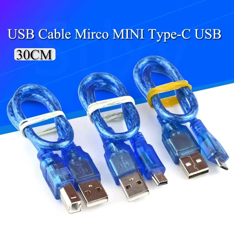 Cáp USB 30cm UNOR3 R3 / Mega 2560 R3 / ADK USB-A sang USB-B cho Cáp máy in MICRO Arduino MINI TYPE-C