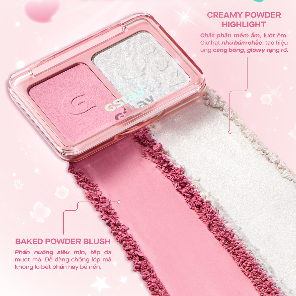 GSLAY - Bảng phấn má hồng highlight 2 ô GSlay Glitz Aura Blushlighter Duo 7.6g