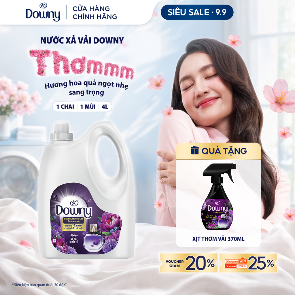 Combo Nước Xả Vải Downy Huyền Bí 4L & Xịt Vải Downy Huyền Bí 370ML