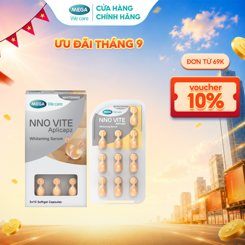 Serum dưỡng trắng da, mờ đốm nâu, đều màu da - NNO VITE Mega We Care (30 viên)