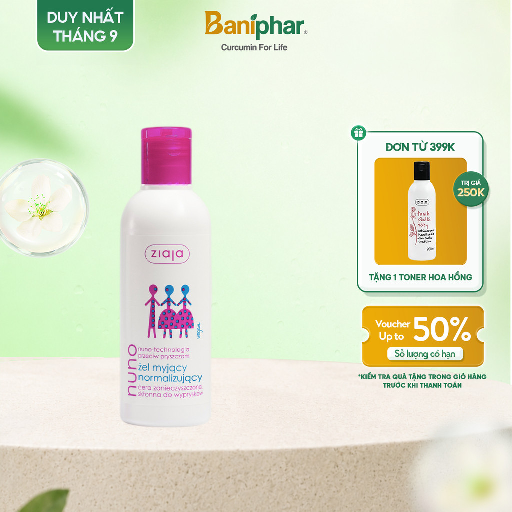 [Tiết Kiệm] Sữa rửa mặt dạng gel ngừa mụn Ziaja Nuno cho da dầu và da hỗn hợp không gây kích ứng 200