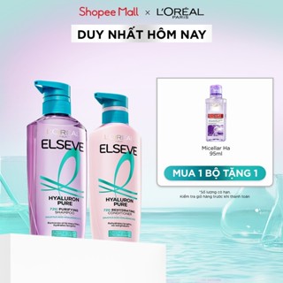 Bộ đôi gội xả nhẹ bồng mái tóc 72H Elseve HA Pure cho da đầu dầu hoặc Moist cho da đầu khô L'Oreal Paris 620ml, 375ml