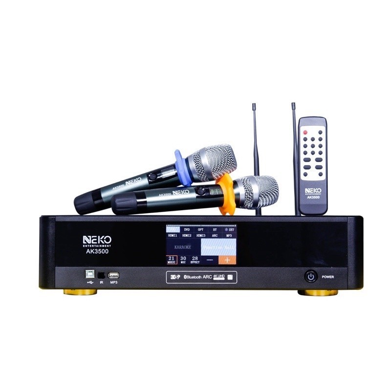 Đẩy Công Suất Liền Vang Cao Cấp NEKO AK3500 (Tích Hợp 2 Micro Không Dây, Kết Nối Bluetooth, Optical)