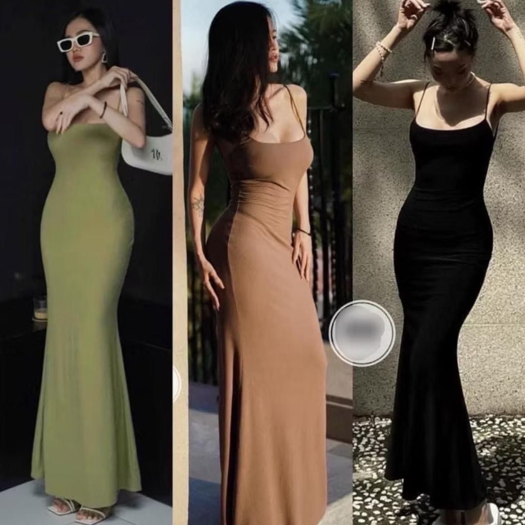 H901y Đầm Body 2 Dây Dáng Dài Đuôi Cá Váy Body Nữ Len Gân Tăm Mềm Mịn Mát Tôn Dáng Sexy Size Dưới 53kg | BigBuy360 - bigbuy360.vn