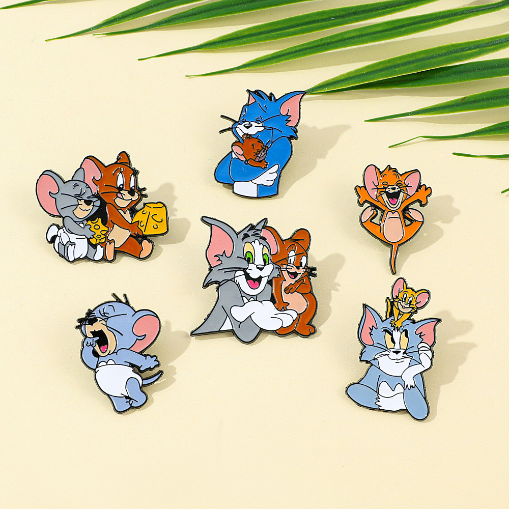 Spot Goods#Tom and Jerry Cartoon Metal Badge Tom Jerry Fun Alloy Brooch Clothing Accessory Pin Decor
