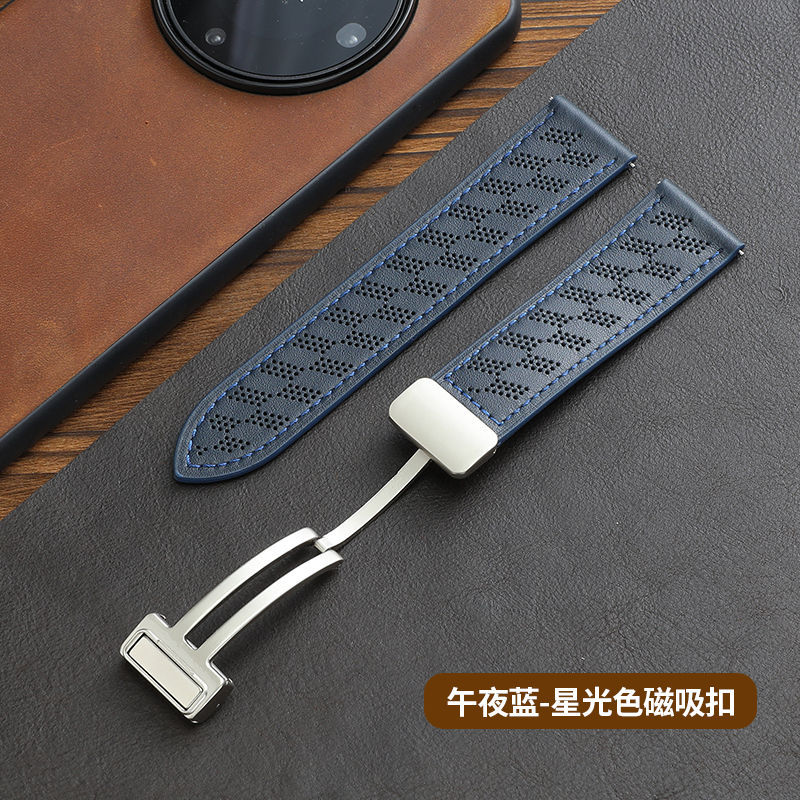 Dây đeo đồng hồ nam Da thật có lỗ khóa từ tính Vòng đeo tay thoáng khí thích ứng với Casio IWC DW La