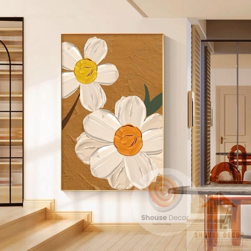 Tranh Treo Tường Tráng Gương Khung Nhôm Tranh treo Tranh Hoa Lá Tráng Gương Phòng Khách/Decor Phòng 