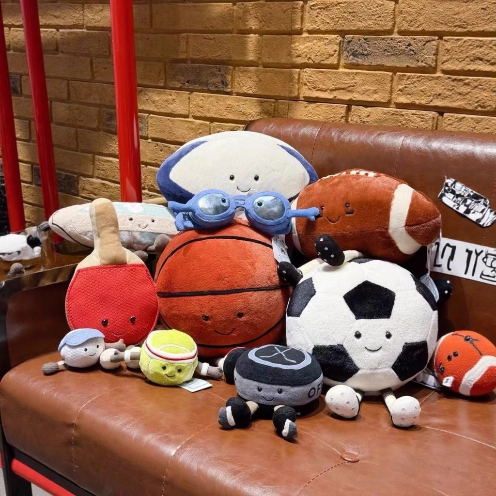 Jellycat Amuseables Thể Thao Series Bóng Đá, Bóng Rổ, Bóng Chày, Ấm Siêu Tốc, Sang Trọng Đồ Chơi Mềm