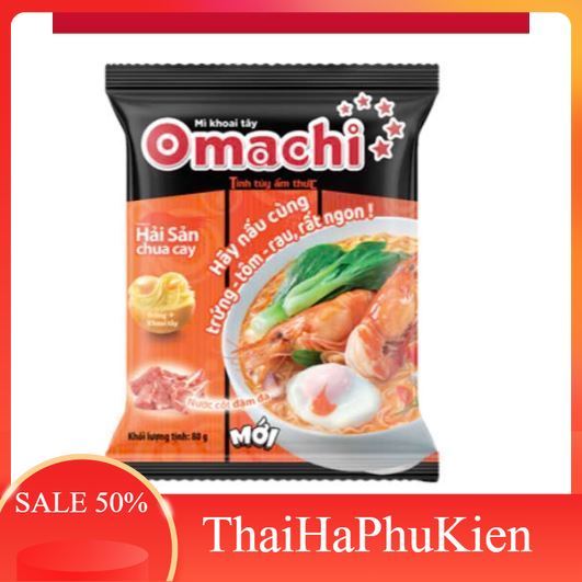 Thùng 30 gói mì khoai tây Omachi Hải sản Chua cay vị mới