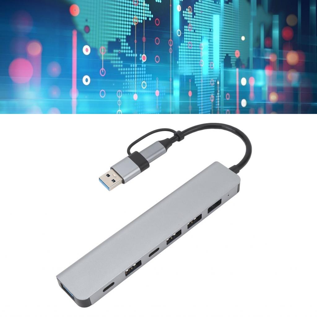 USB Type C Hub 2 Cổng Đa Cổng Adapter Bộ Chia Cắm Và Chạy Tốc Độ Cao 1 USB3.0 4 USB2.0 Ổn Định Cho Đ
