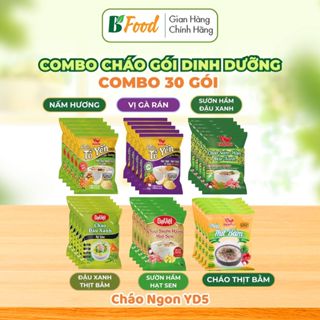  Combo 30 gói Cháo ăn liền đậu xanh hạt sen Tổ Yến Nấm Hương Gà - Cháo gói dinh dưỡng thanh mát YD5 