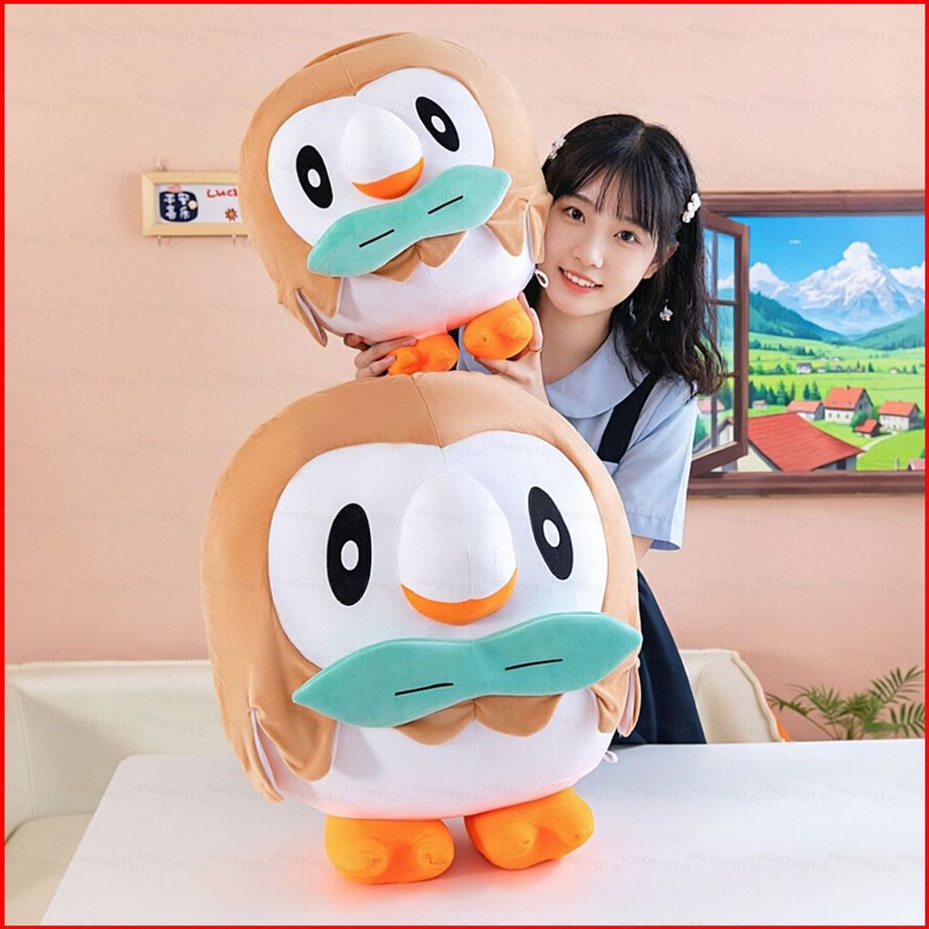 GL Pokemon Rowlet Plushie Hoạt Hình Dễ Thương Cú Cotton Đồng Hành Búp Bê Gối Mềm GL
