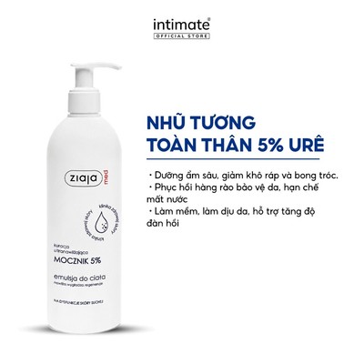 Nhũ Tương Dưỡng Ẩm Và Mềm Mịn Da Toàn Thân 5% Urê Ziaja Med Mocznik 400ml