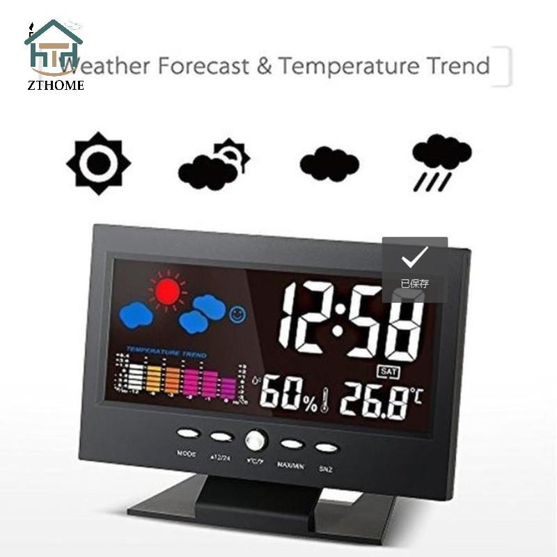 [ZTHOME] Màn hình màu LCD Kỹ thuật số Balight Báo động báo động Clo Trạm dự báo thời tiết
