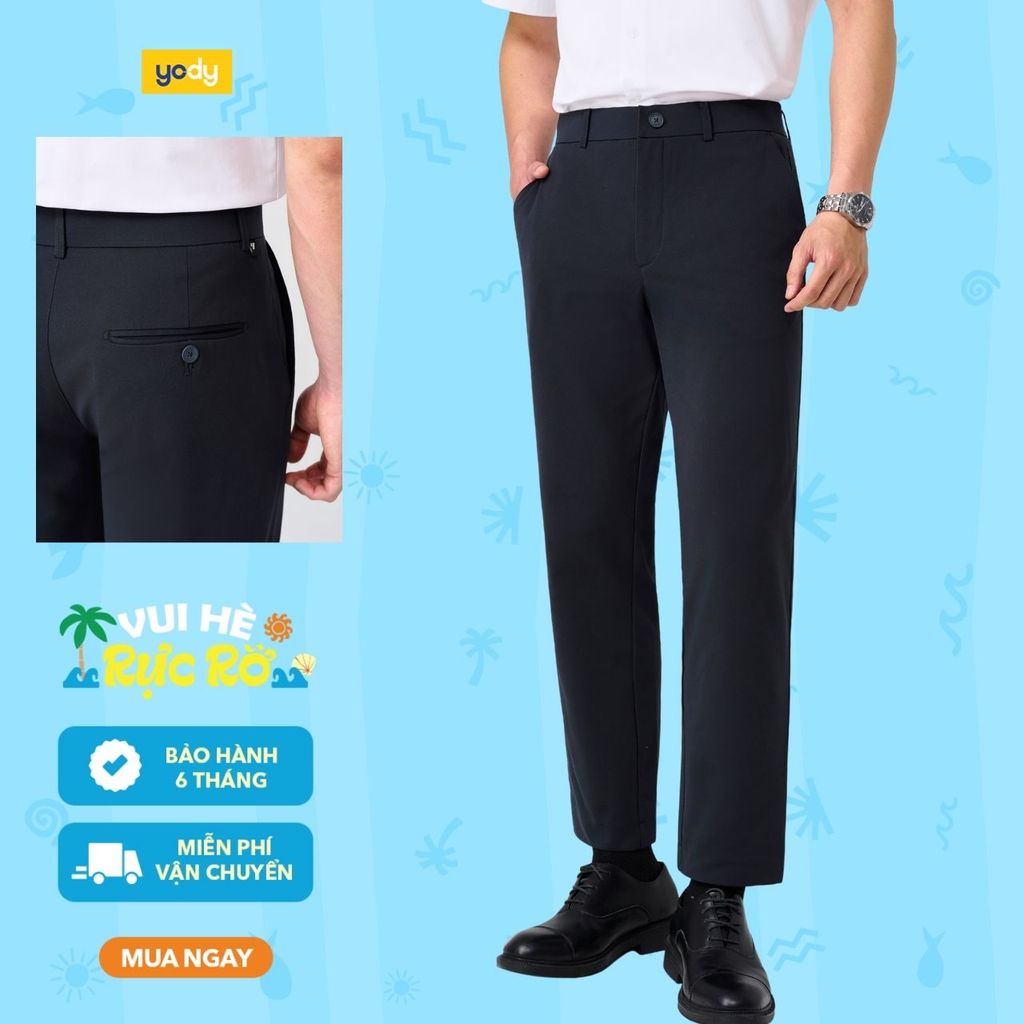 [BST EASY OFFICE] Quần Âu Nam Yody Khóa Sườn Cạp Chun Keo MOTR26A001