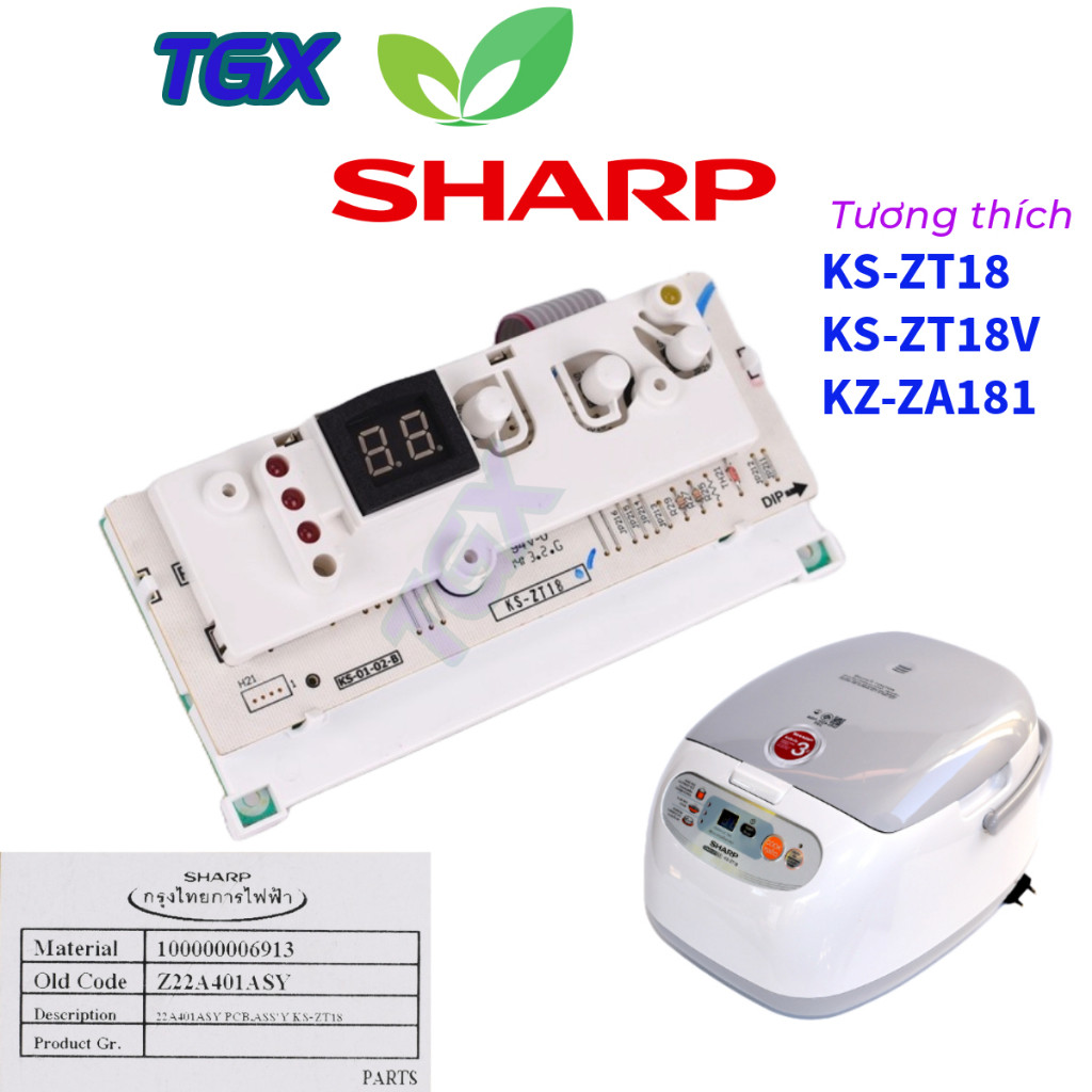 Bo mạch nồi cơm điện SHARP KS-ZT18(V)/ KS-ZA181 Chính hãng