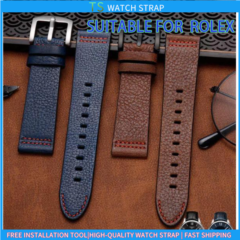 Áp dụng cho đồng hồ nam ROLEX, TIMEX, IWC, Dây đeo đồng hồ thay thế bằng da thật Handmade Slim Vinta