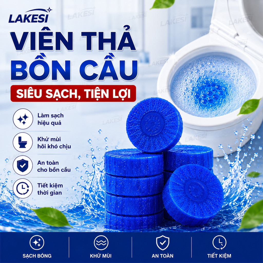 LAKESI Combo 10 Viên Thả Toilet Làm Sạch Bồn Cầu