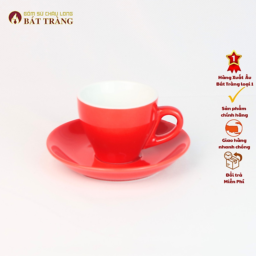Ly Đĩa Coffee Expresso 80ml, Tách Cà Phê Expresso Gốm Sứ Bát Tràng