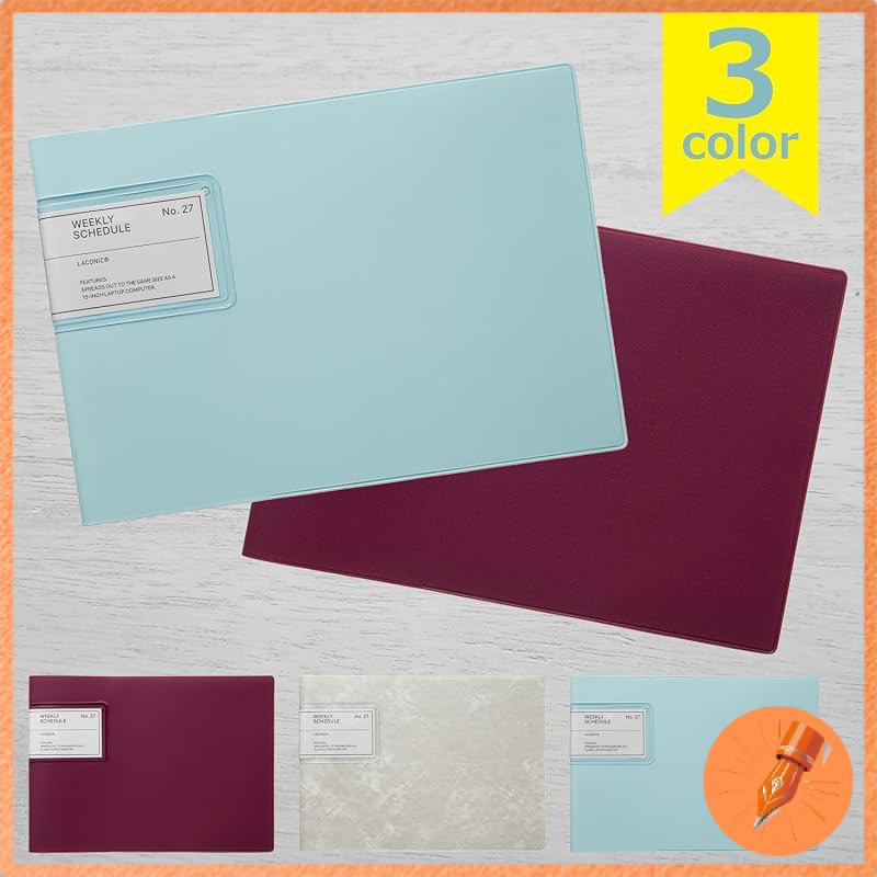 Laconic 2027 B6 Size Horizontal Weekly Pocket Planner Available in Mint, Gray, and Wine Colors Start