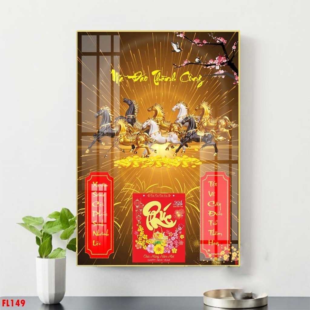 Đậu decor Đốc Lịch treo tường  Năm Mới 2025, tranh tráng gương kèm đốc lịch  tết