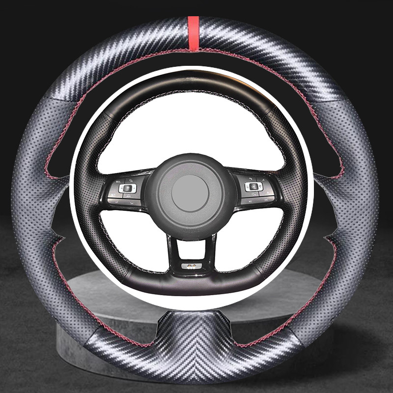 Vỏ vô lăng ô tô sợi Carbon thể thao cao cấp cho Volkswagen VW Golf7 GTI GolfR MK7 VW Polo GTI Sciroc