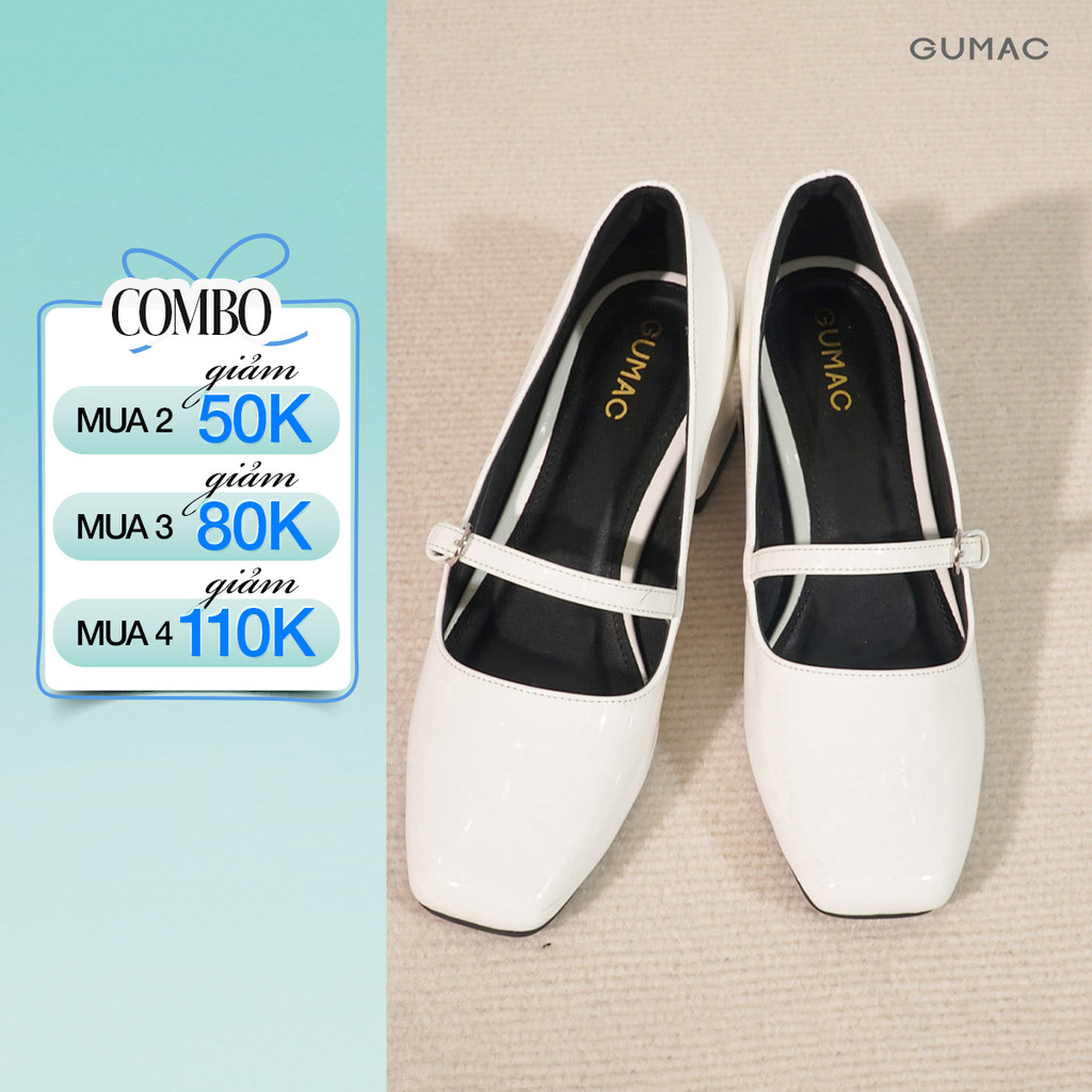 Giày Cao Gót Nữ GUMAC Gót Vuông 5cm Quai Khóa Thời Trang GF04057