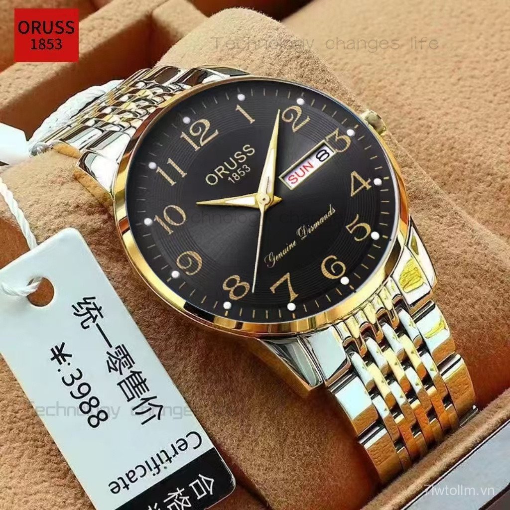 ORUSS Chính Hãng Nam / Nữ Lịch Kép Sang Trọng Chống Thấm Nước Đồng Hồ Nam Kinh Doanh Analog Dạ Quang