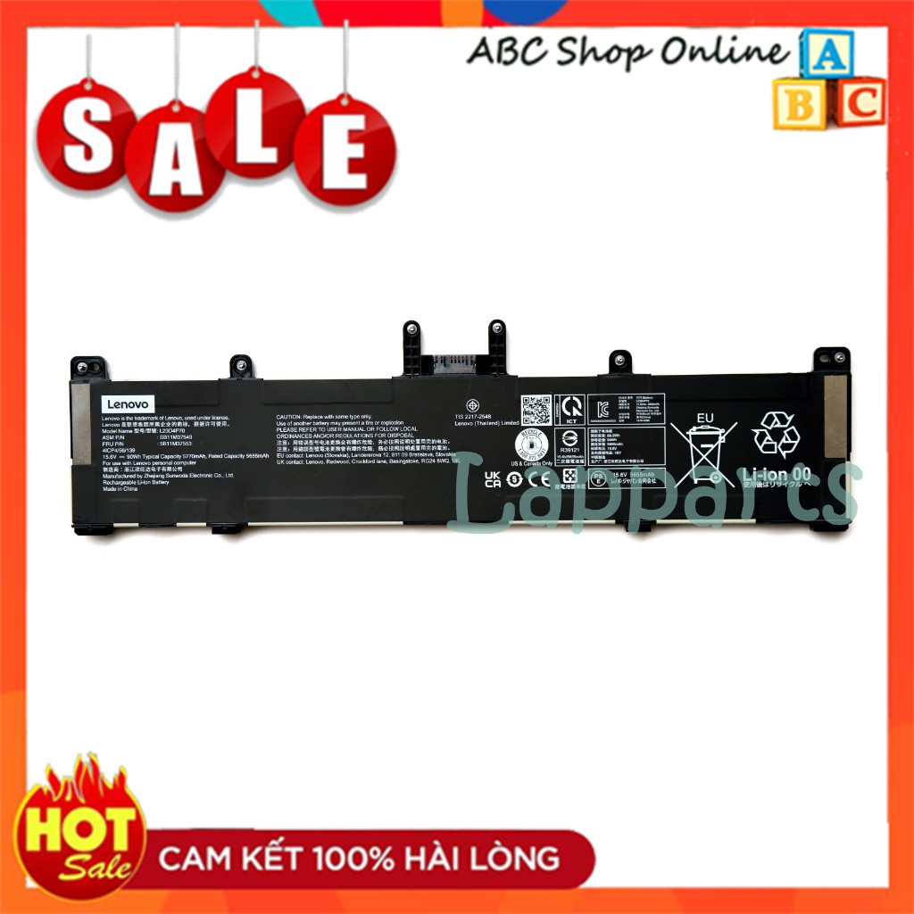 Pin Lenovo ThinkPad P1 Gen 7, ThinkPad P1 Gen 7 21KV001SGE, 21KWS3JN00 L23C4P70 L23D4P70