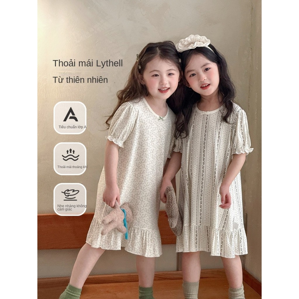 Váy Ngủ Bé Gái Lyocell Lớp A Mềm Mại Thoáng Khí Tay Phồng Home Wear ✨Bubblu02.vn✨