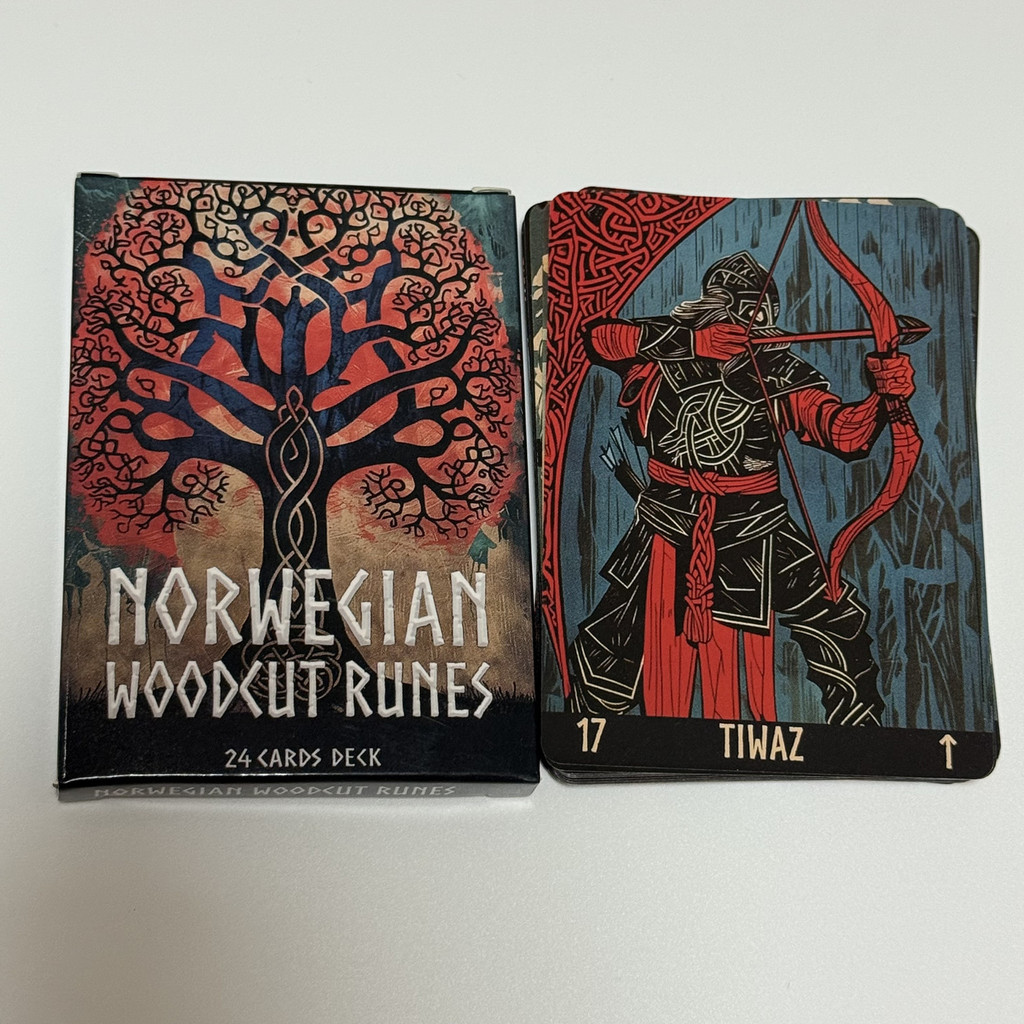 Na Uy Woodcut Runes Deck Tiếng Anh 24 Chiếc Board Game Runes series oracle Deck