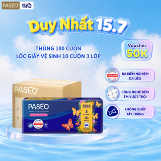Giấy vệ sinh paseo 10 cuộn/lốc mềm mịn tan nhanh không mùi không mực an toàn
