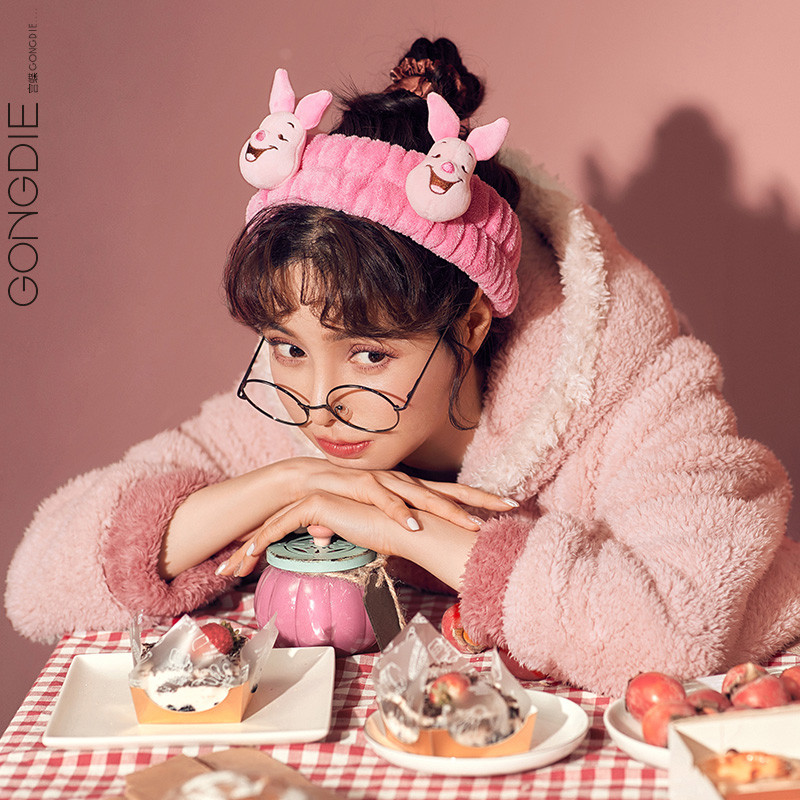 Gongdie Disney Piglet Piglet Hair Band Nữ Rửa Mặt Hoạt Hình Đơn Giản Dễ Thương Tóc Mũ Đội Đầu Phụ Ki