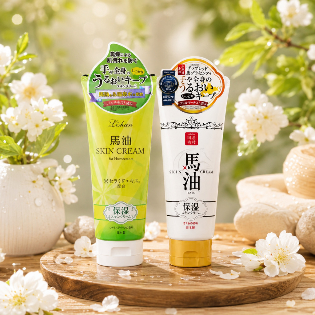 Navis Lishan Horse Oil Skin Cream - Sakura / Citrus Tea - 100% Authentic From Japan