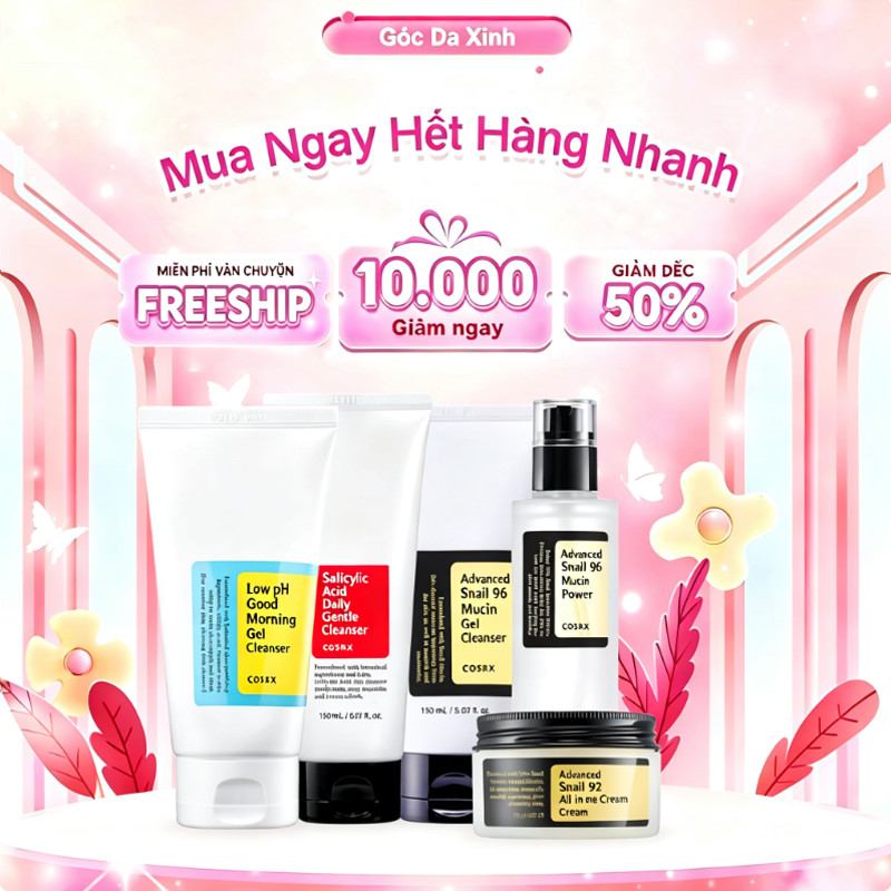 COSRX Snail Skincare Set Bộ Chăm Sóc Da Snail Mucin Dưỡng Ẩm Phục Hồi Làm Sạch Da